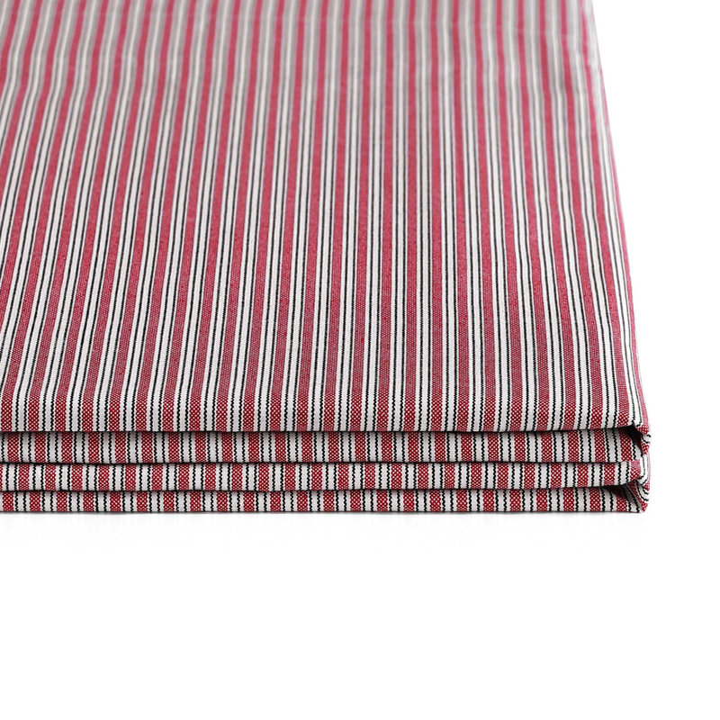 Tommy Hilfiger Printed Percale Cotton Sheet Set, Queen Sheet Set with 2 Pillowcases, Highland Ticking Stripe Red