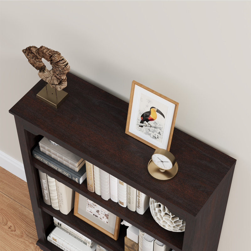 Bibliothèque standard H 42,1 "x l 31,5" avec tablette à 3 niveaux Luper, Cerisier