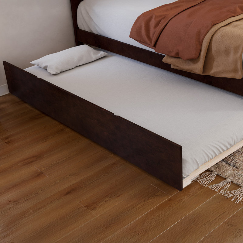 Rasnick Solid Wood Roll Out Trundle Bed, Espresso, Twin XL