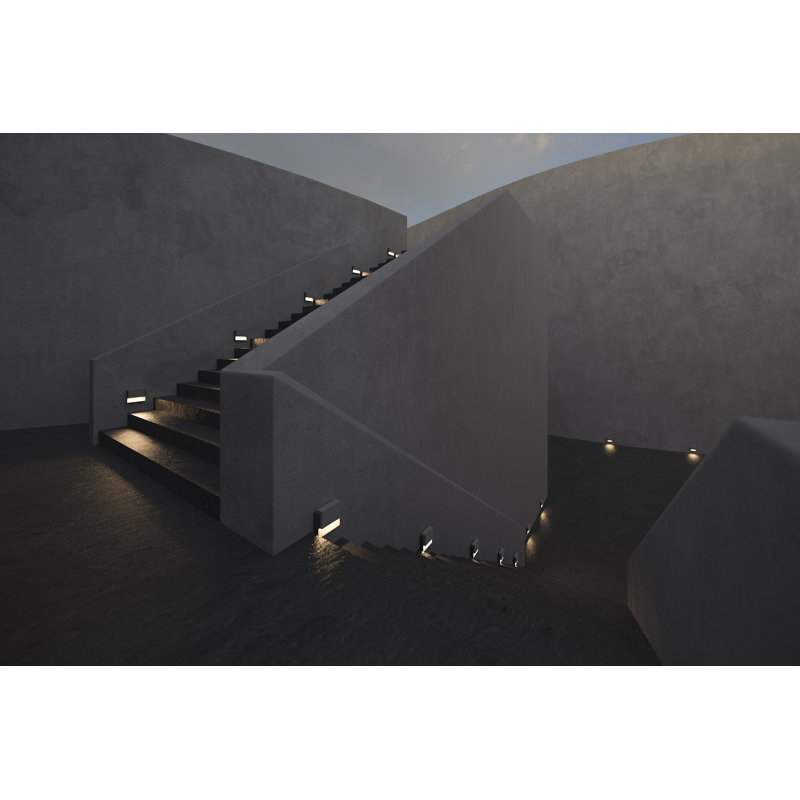 Piazza Integrated LED Metal Step Light, 4.43” H x 5.5” W x 1.31” D, Concrete