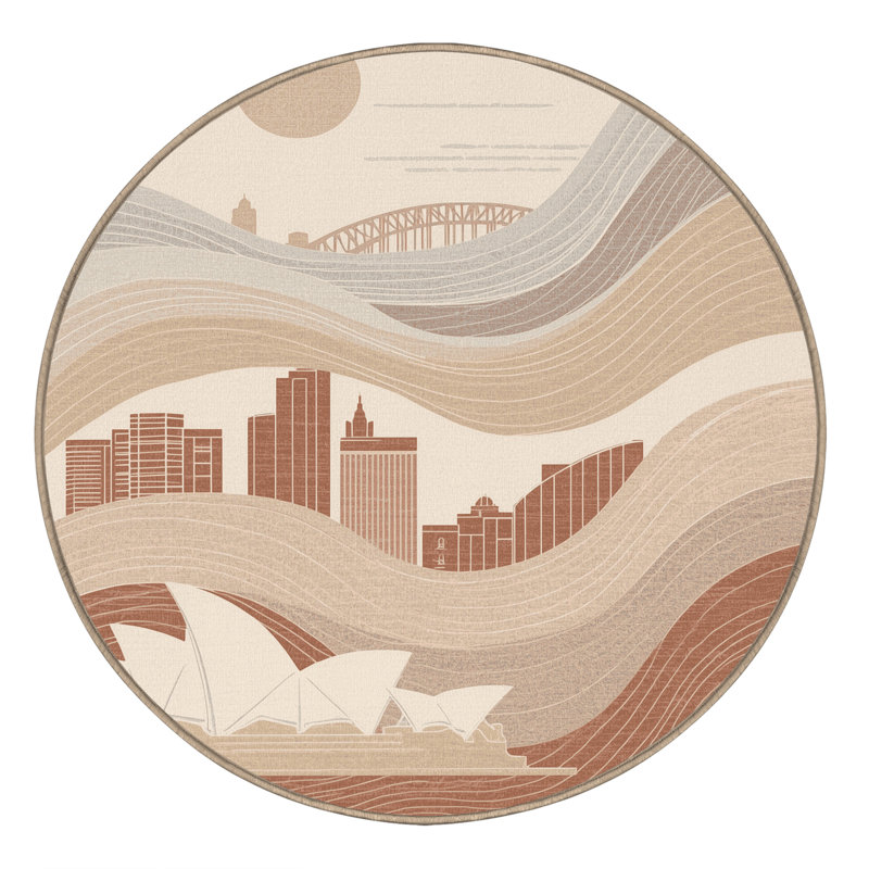 Tapis beige moelleux moelleux Défino, Rond 4 pi