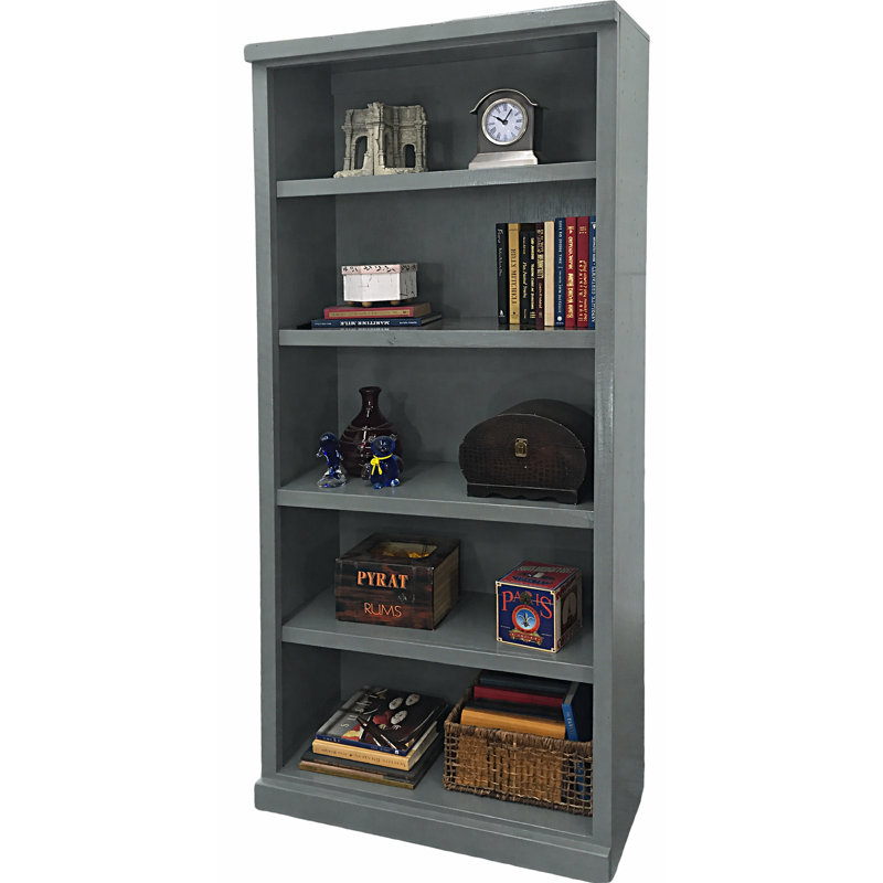Bibliothèque standard en bois massif Irie H 72 "x l 32", Bleu foncé