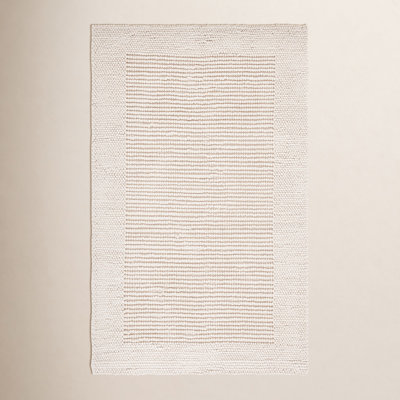 Burdick Ivory Beige Hand-Woven Wool Rug