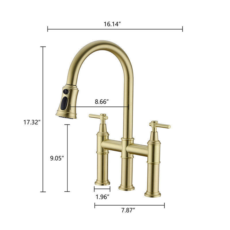 Casa Eclat Pull Down Kitchen Faucet, Gold