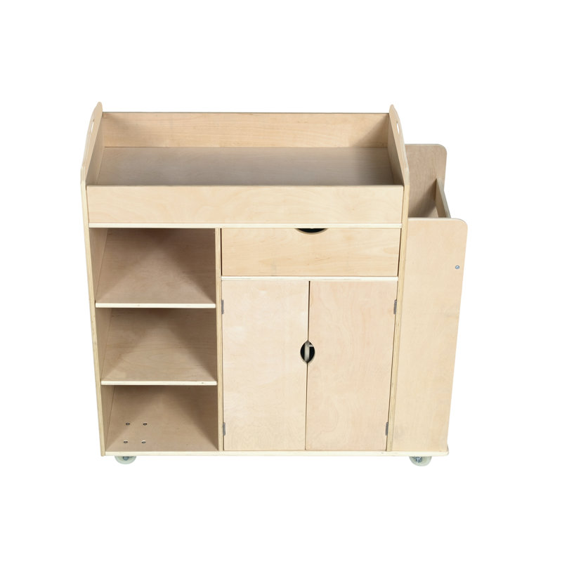Birch Rolling Art Activity Cart with Storage Shelves