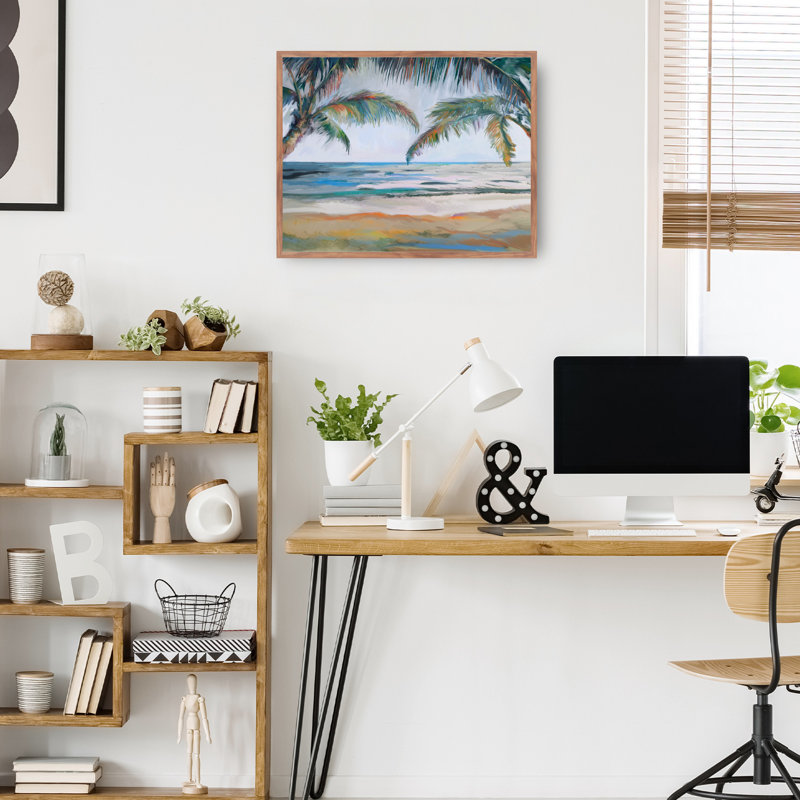 «Beyond The Palms» par Studio Arts, reproduction d'art sur toile, H 31 po x l 41 po, Toile avec cadre flottant, Taupe