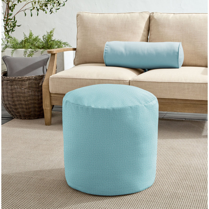 Repose-pieds d'extérieur rembourré avec coussin Sunbrella®, Bleu clair