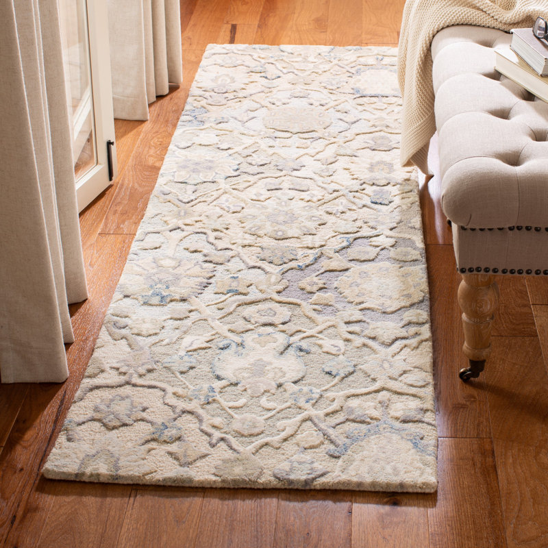 Tapis oriental gris / bleu en laine touffeté à la main Aurelijus, Tapis de couloir 2 pi 3 po x 6 pi