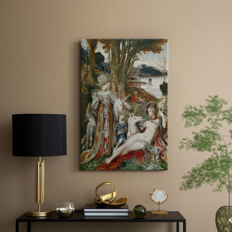Les licornes - toile tendue par Gustave Moreau, 12 x 18