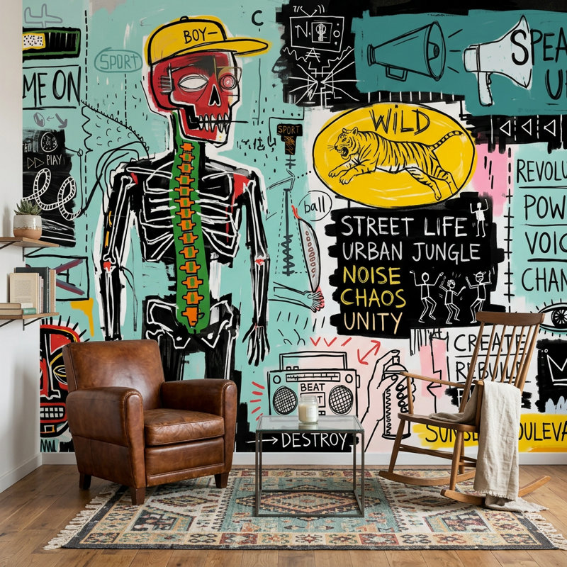 Affiches, papier peint graffiti de rue, 120 po x 96 po, Peler et coller
