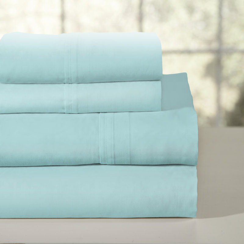 Ensemble de draps 100% coton Pointehaven, Aqua, Twin XL Sheet Set 