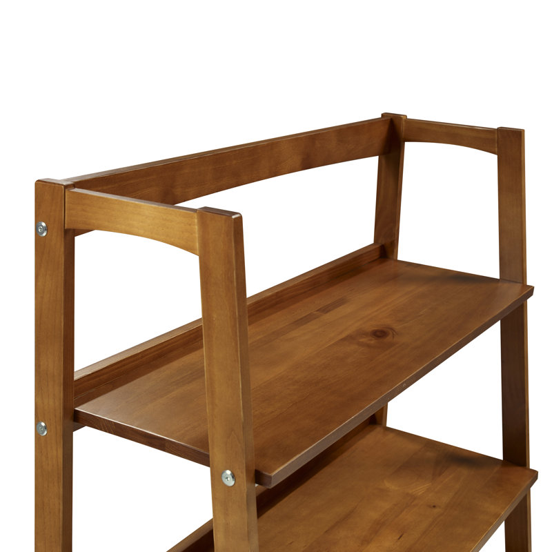 Ashvihan Mid Century Solid Wood Open Shelving Unit, Castanho