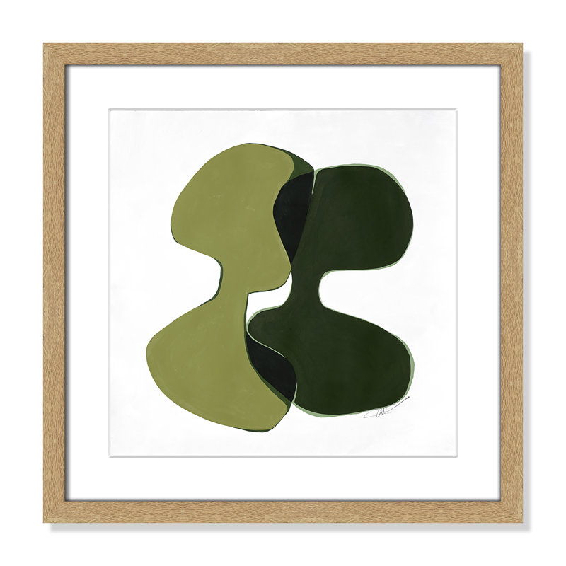 «Unity Green I Print» par Casa Fine Arts, H 17 po x l 17 po x P 1,25 po, Impression encadrée naturelle avec passe-partout