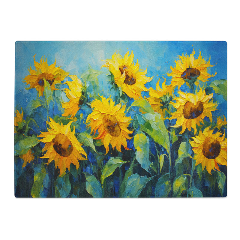 Sunflower Action  Glass Chopping Board