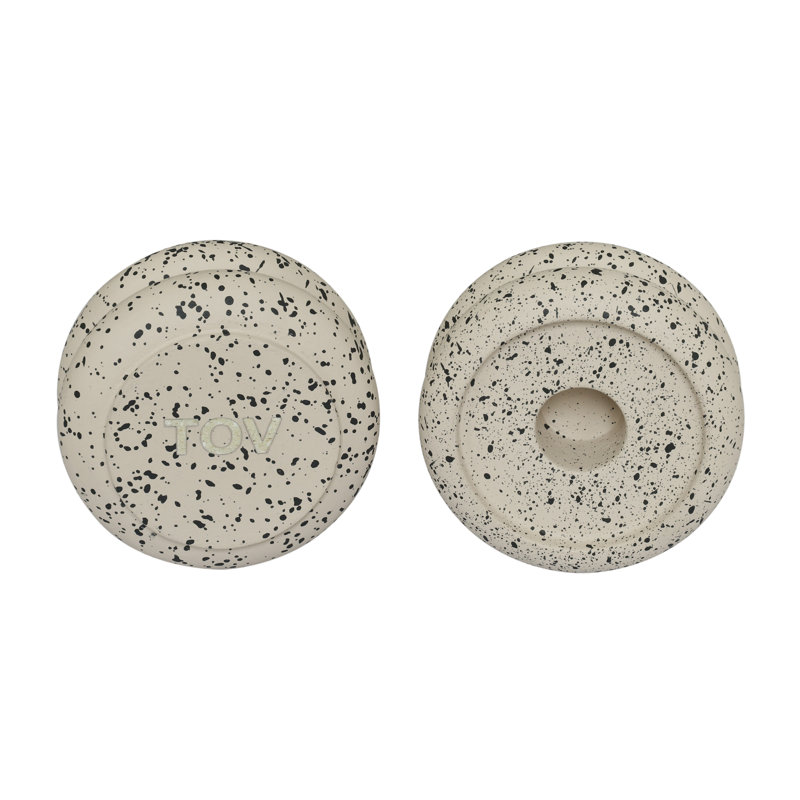Gabby Stacking Candle Holder In Speckled Cream - Set Of 2, Cream