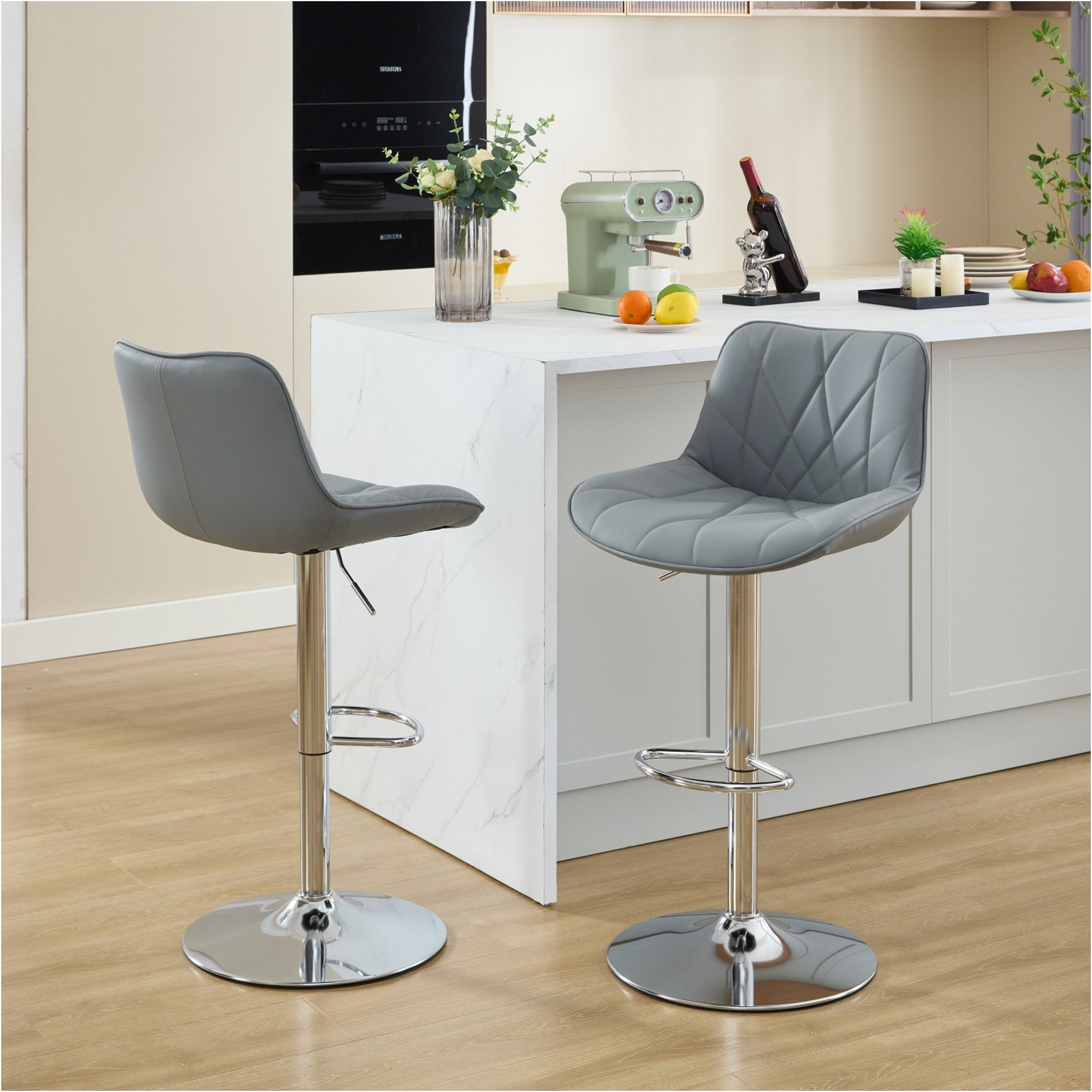 Ivy Bronx Counter Height Bar Stools Kitchen Island Barstools Adjustable Swivel Counter Stool Bar ...