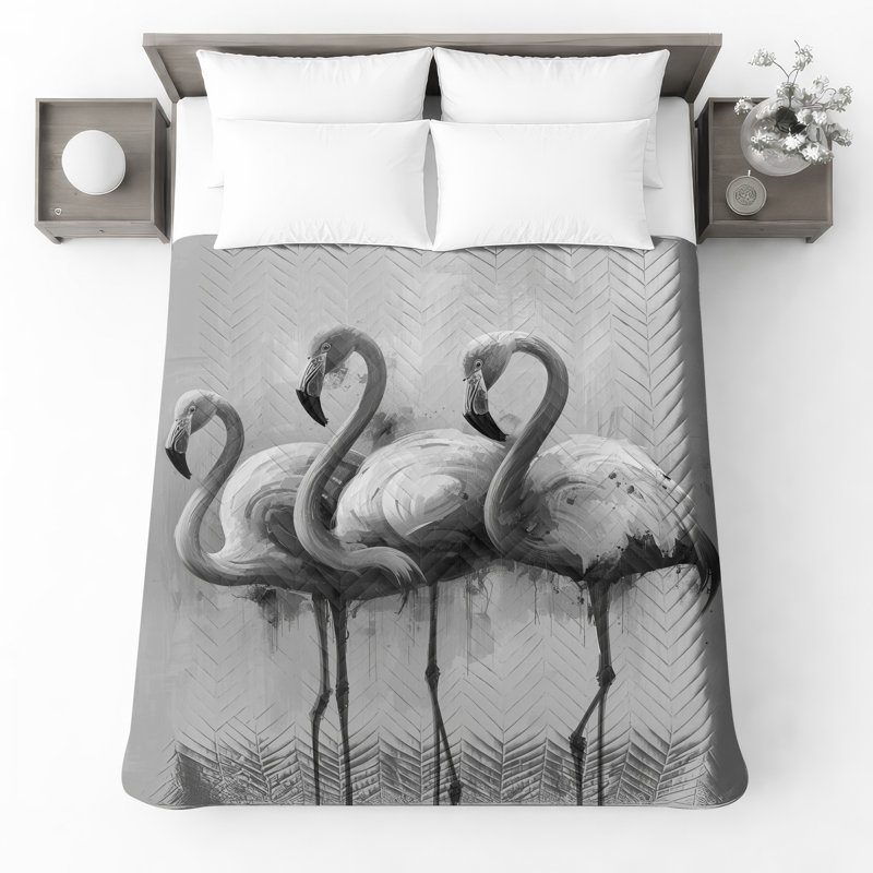 Couvre-lit matelassé monochrome Flamingo Trio toutes tailles, Lit simple