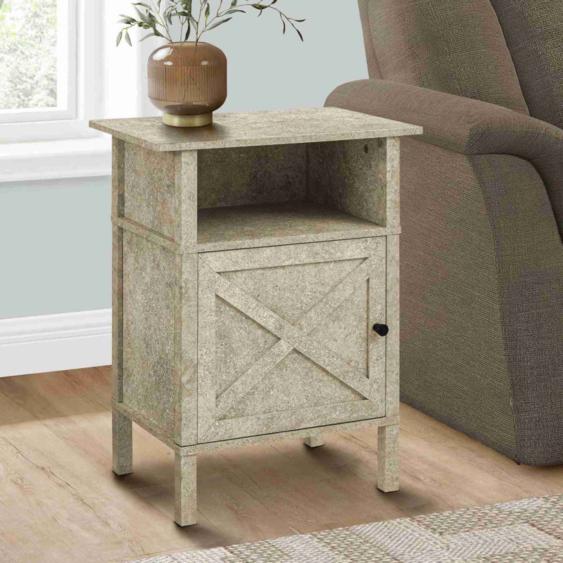 Table d'appoint avec armoire de rangement intégrée, Crème