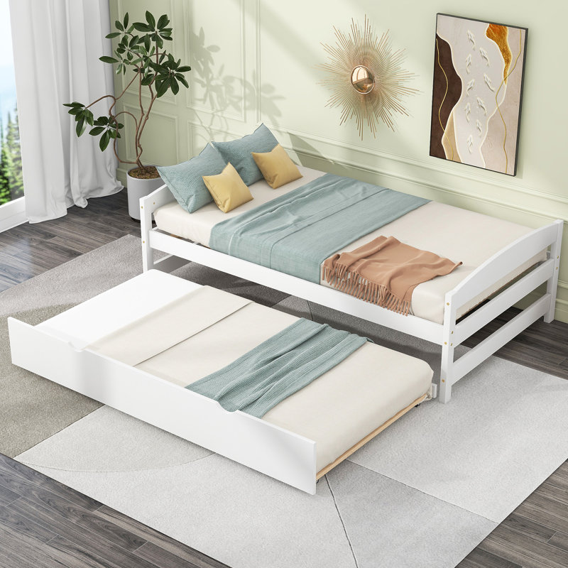 Lit plate-forme avec lit gigogne, Blanc