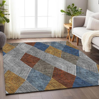 Tapis gris Prisco lavable à la machine de qualité supérieure