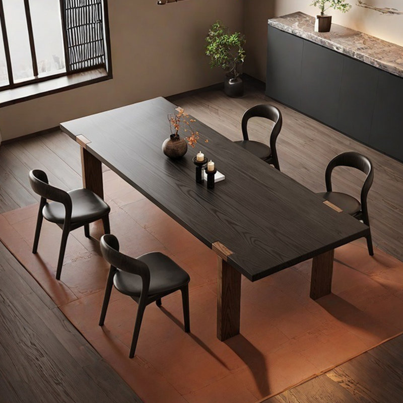 Table de salle à manger en bois de frêne, H 29,53 po x L 94,49 po x l 35,43 po