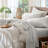 MooMee Sheet Set Extra Deep Pocket 100% Washed Cotton Linen Like Textured Lightweight Breathable-404490825-463255242