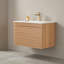 Meuble-lavabo simple flottant moderne 30 po avec tiroirs à grain de bois rainuré et cuve en céramique-130418794