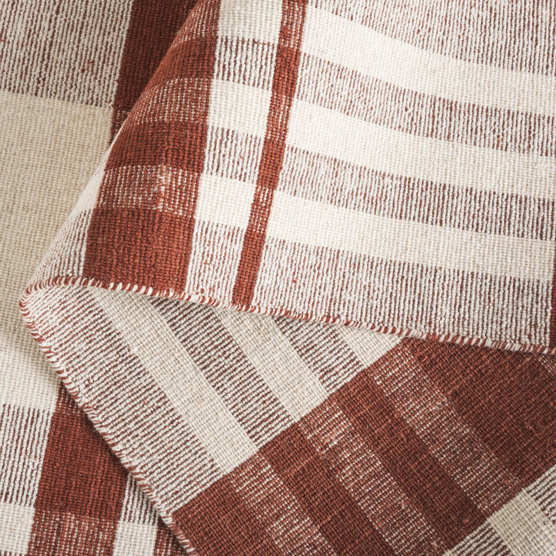 Striped Kilim 902 Hand Loomed 80% Wool; 20% Cotton Plaid Rug, Rectangle 6' x 9'
