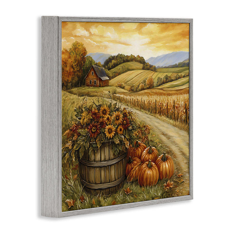 «Pumpkin Farm & Sunflowers», estampe numérique, design by Creative Studio, Estampe numérique Farmhouse, H 12 po x l 12 po