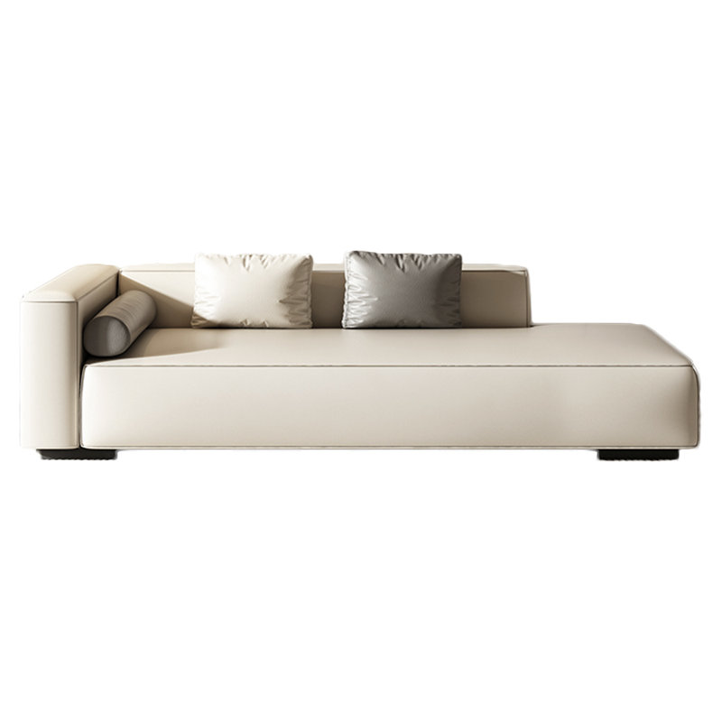 Méridienne Rozalia, Similicuir beige, Chaise longue à accoudoir gauche