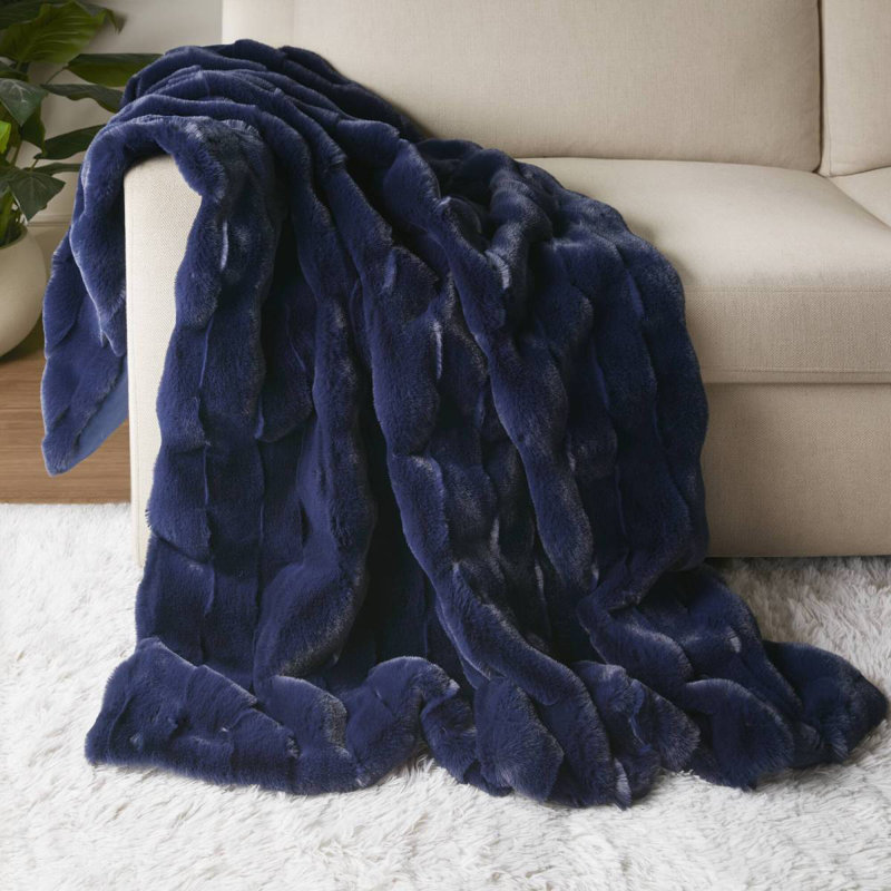 1 PC 50X60" Vivienne Faux Fur Throw, Marine