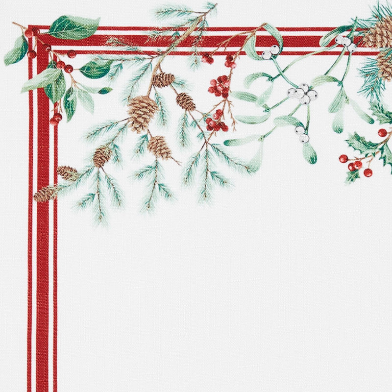 Daeshun Winter Holiday Berry Fabric Round/Oval Tablecloth, 84"L x 60" W