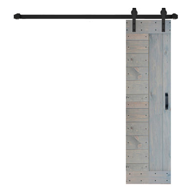 L Series Paneled Solid Wood Sliding Barn Door with Installation Hardware Kit -Assembly Needed