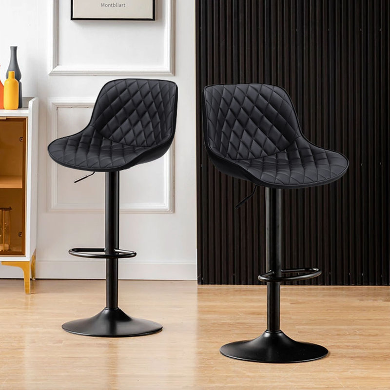 Swivel Upholstered Adjustable Height Counter Stool with Metal Frame