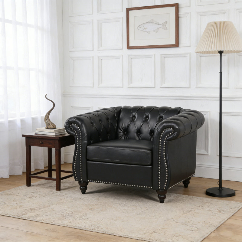 Fauteuil d'appoint à dossier bas de 39 po de largeur, Noir