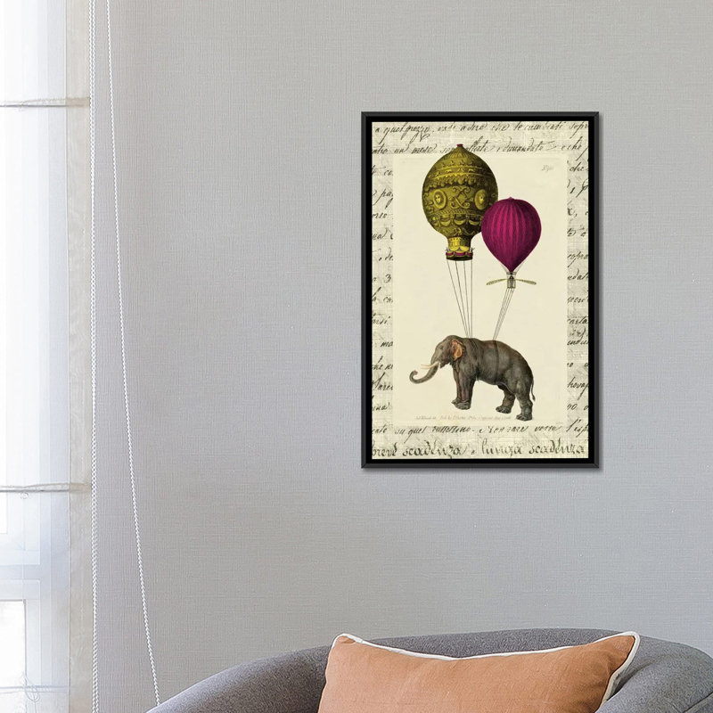 Elephant rider ii-impression d’art graphique sur toile tendue, H 26 po x l 18 po x P 1,5 po, Toile encadrée noire