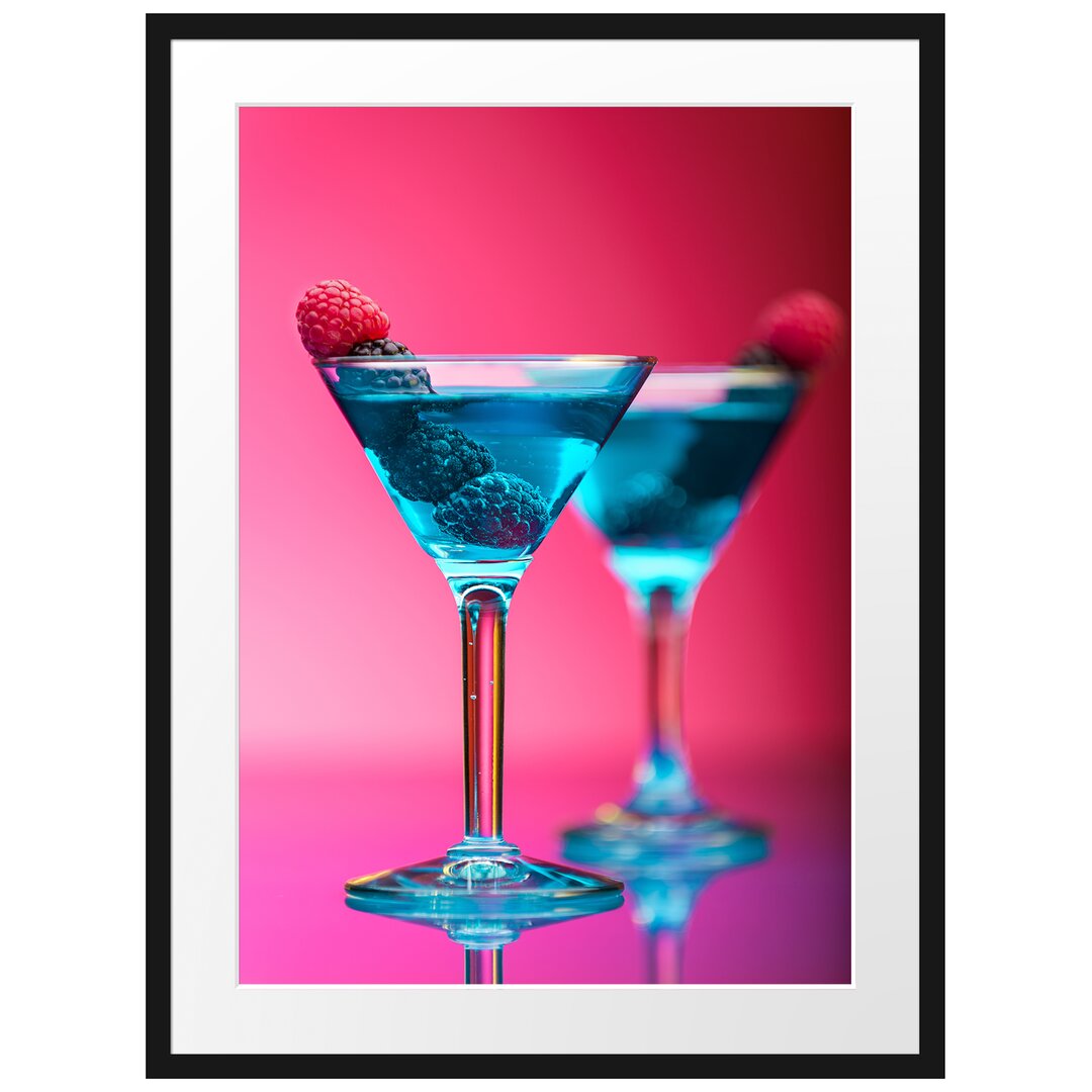 Gerahmtes Poster Cocktails mit Himbeeren