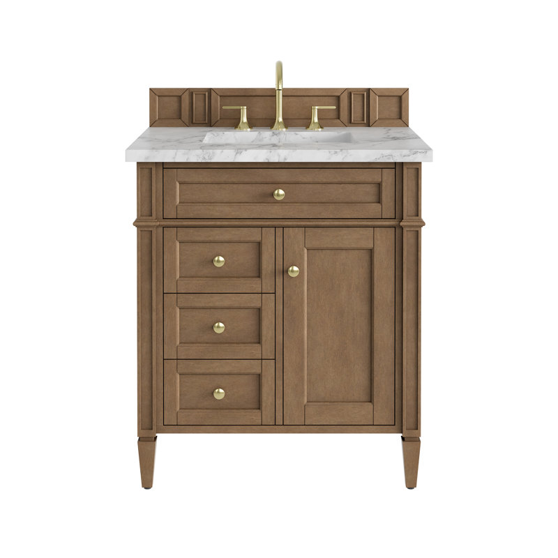 Brittany 30'' W Single Vanity, Carrara White, Sage Green, 8" Widespread