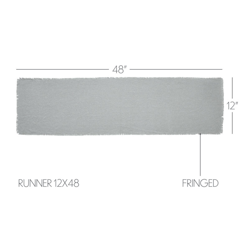 Burlap Dove Gray Runner Fringed, Gray, 48" L x 12" W