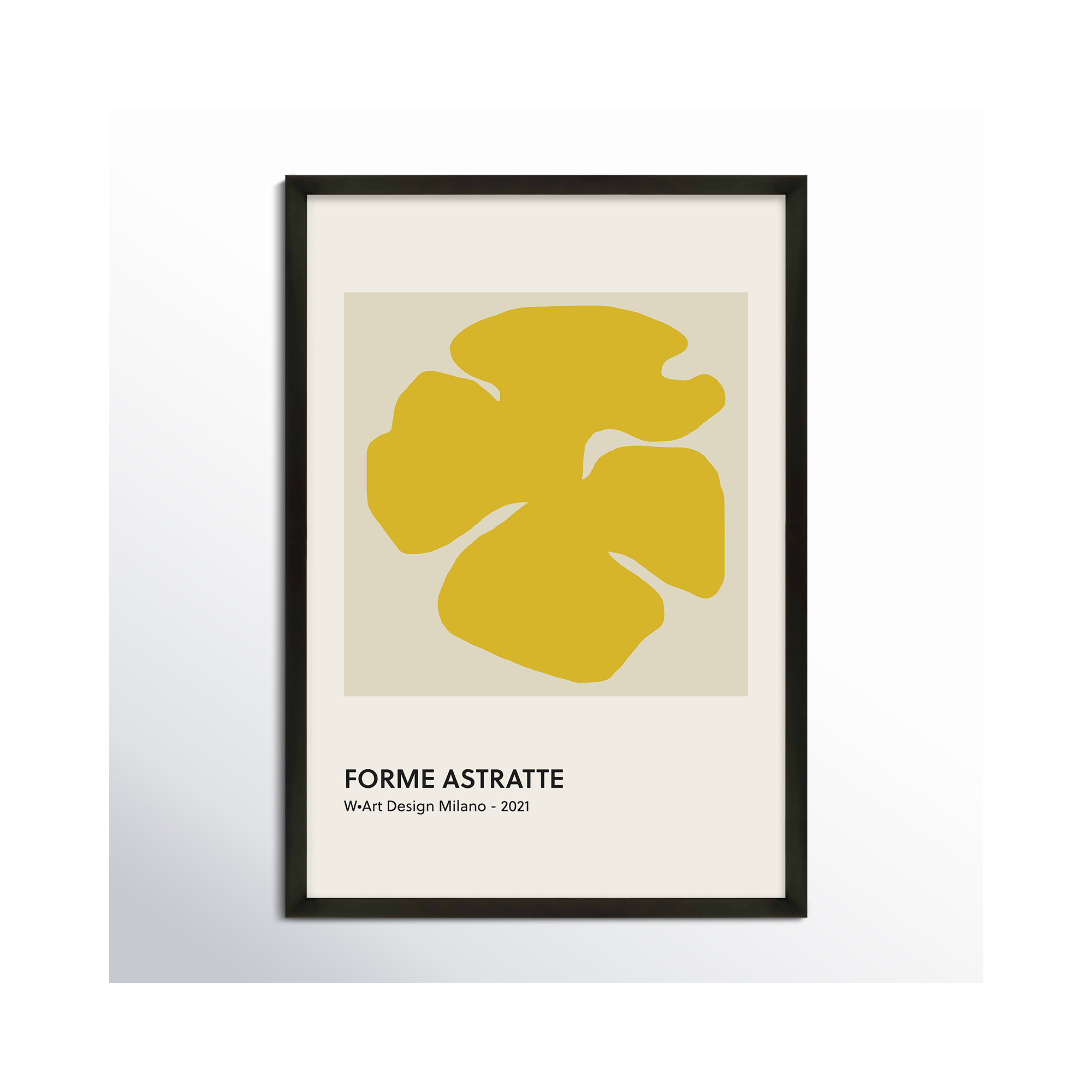 Forme Astratte Yellow by Romina Gadler, 38" H x 26.5" W x 1.25" D, Black Framed Paper