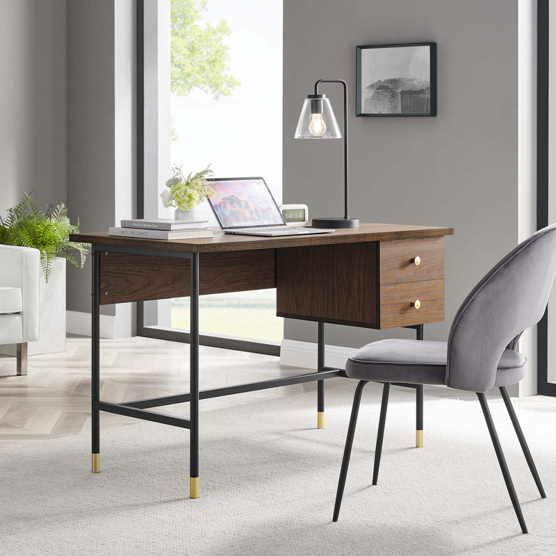 Nexus Stainless Steel Computer Desk, Walnut