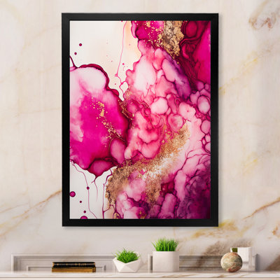 Serenity In Rasberry Blush V - Abstract Liquid Ink Large Wall Art