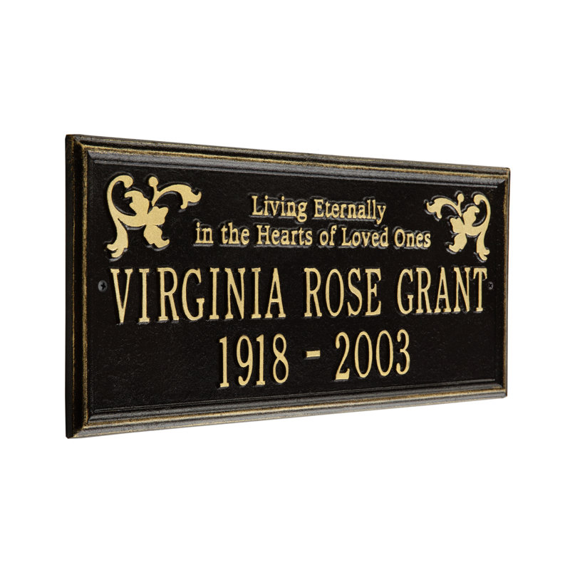 Wilmington 'Living Eternally' Memorial Plaque, Yes, Black/Gold