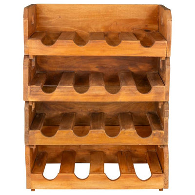 Wine Rack Set of 4 Solid Mahogany Wood Wine Racks for 16 Bottles Rustic Wooden Wine Storage