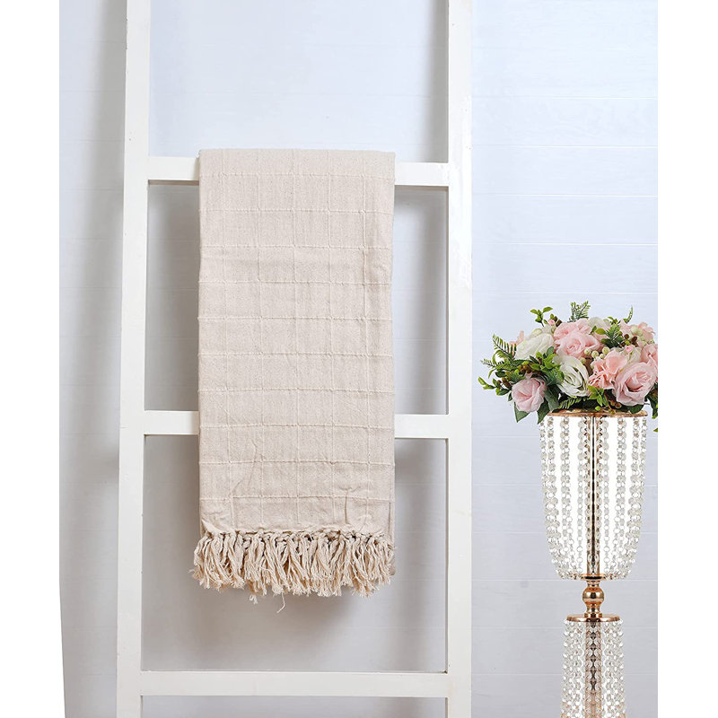 Gyle Solid Colour Blanket/Throw, Cream, 178 x 254 cm