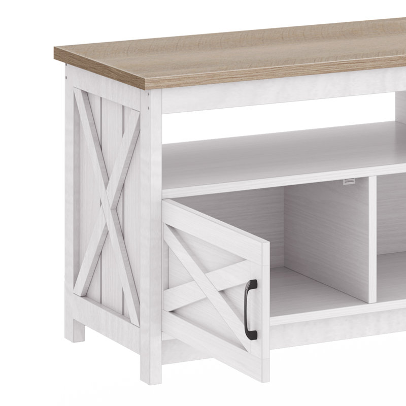 Meuble télé 59,00 po Leighia, Blanc/chêne, 65.74"