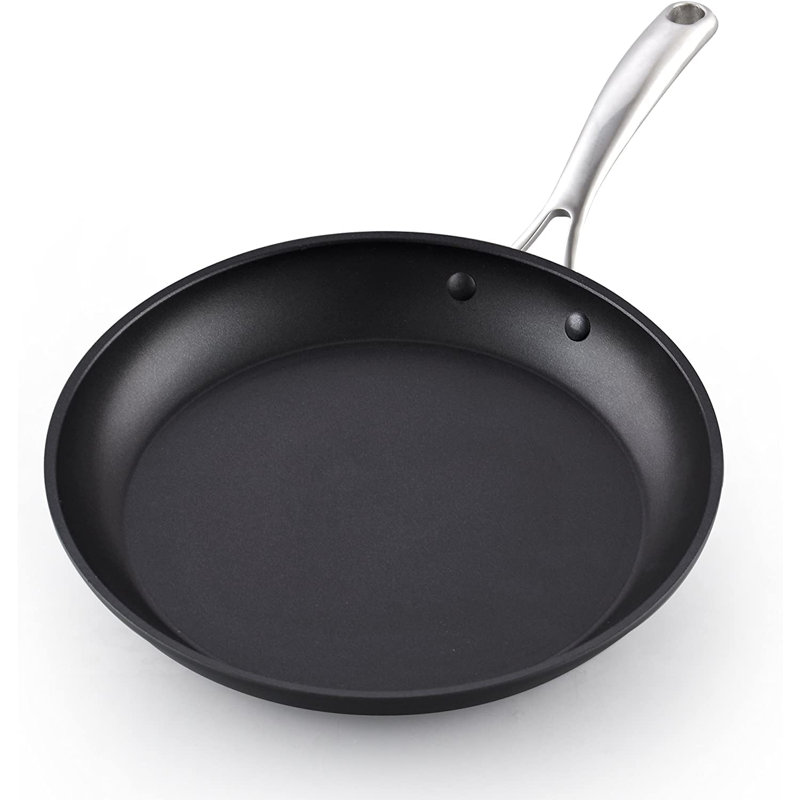 3-Piece Black Aluminum Nonstick Frying Pan Set with Stainless Steel Handles
