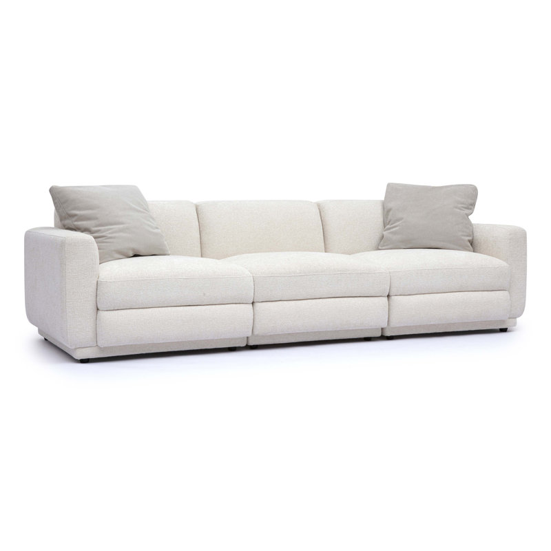 Frome Cream Chenille Modular Long Sofa, 31.9" H x 95.7" W x 35.3" D, 3