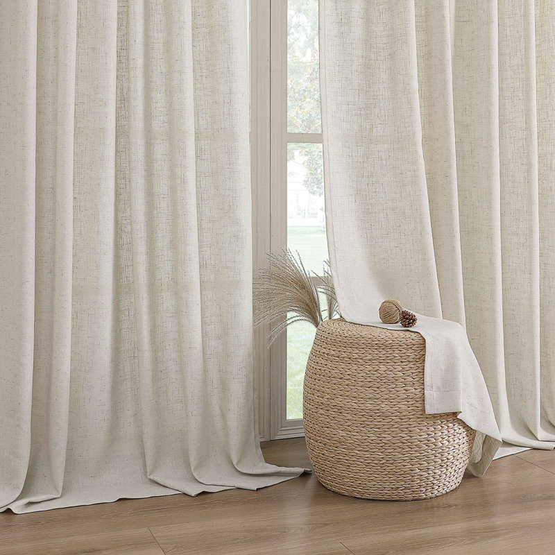 Linen Curtains for Living Room 2 Panel Set Neutral Modern Farmhouse Window Privacy Linen Fabric Drapes for Farmhouse Window Treatment Curtains