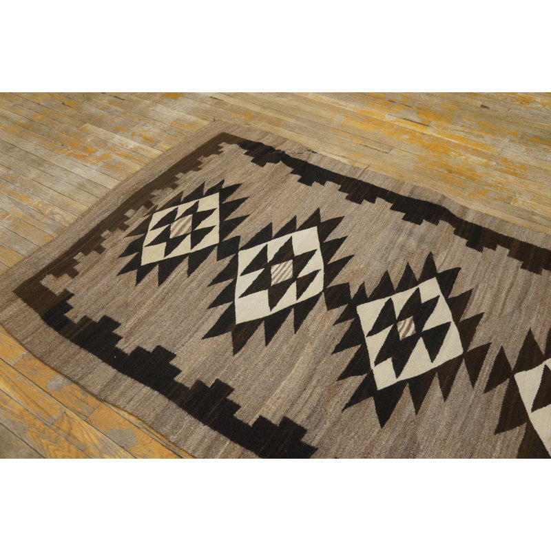 Antique Navajo Small Scatter Size Wool Black, Grey Rug